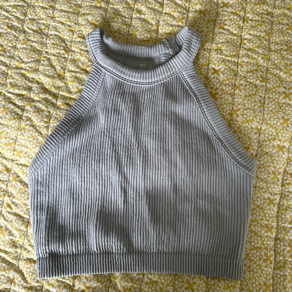 Aerie Gray Ribbed Bra Top